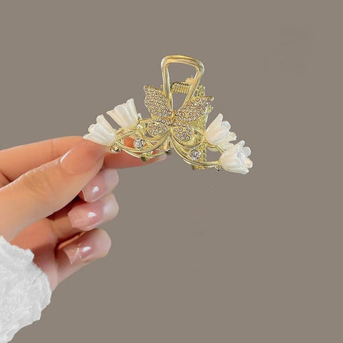 Fashion Beautiful white Gold Butterfly Hair Clip