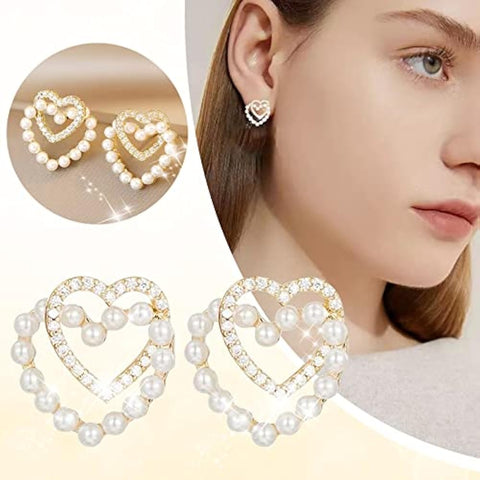 Good Quality Beautiful Earrings Double Heart Shape