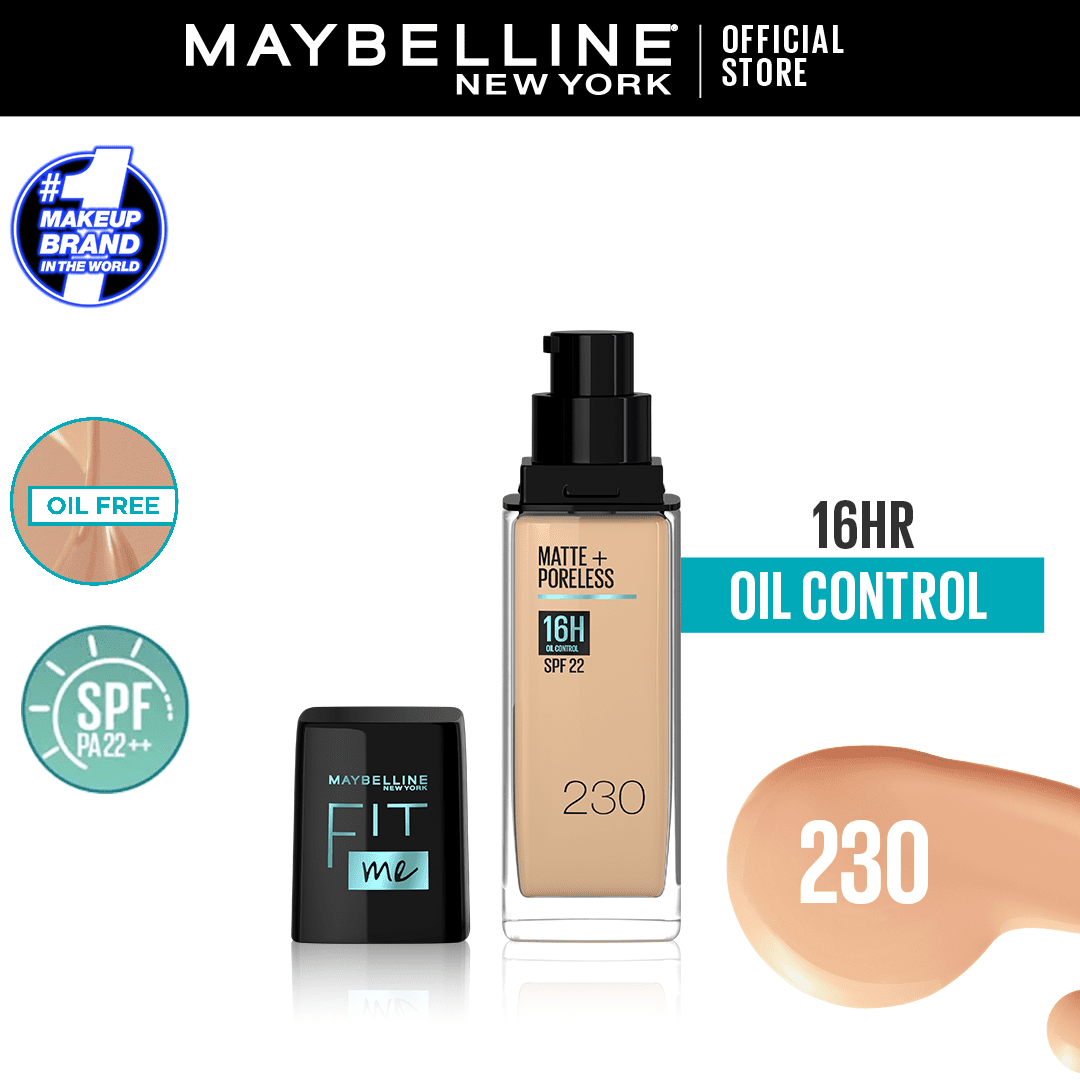 Maybelline New York- New Fit Me Matte + Poreless Liquid Foundation SPF 22 - 230 Natural Buff 30ml - For Normal to Oily Skin