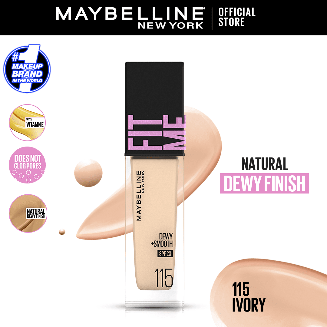 Maybelline New York- Fit Me Dewy + Smooth Liquid Foundation SPF 23 - 115 Ivory 30ml - For Normal to Dry Skin