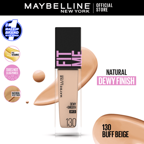 Maybelline New York- New Fit Me Dewy + Smooth Liquid Foundation SPF 23 - 130 Buff Beige 30ml - For Normal to Dry Skin