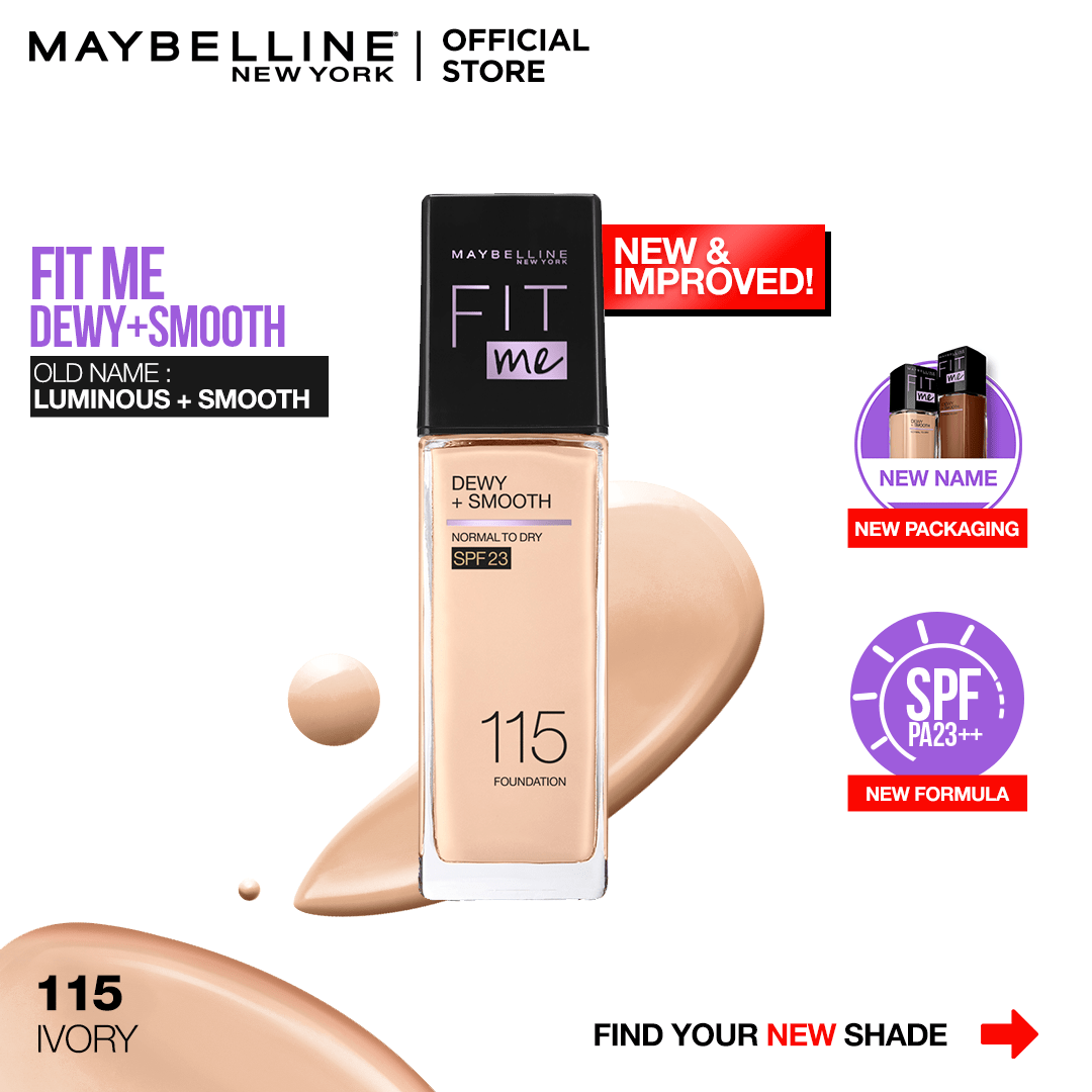 Maybelline New York- New Fit Me Dewy + Smooth Liquid Foundation SPF 23 - 115 Ivory 30ml - For Normal to Dry Skin