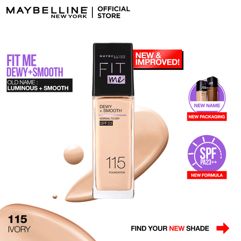 Maybelline New York- New Fit Me Dewy + Smooth Liquid Foundation SPF 23 - 115 Ivory 30ml - For Normal to Dry Skin