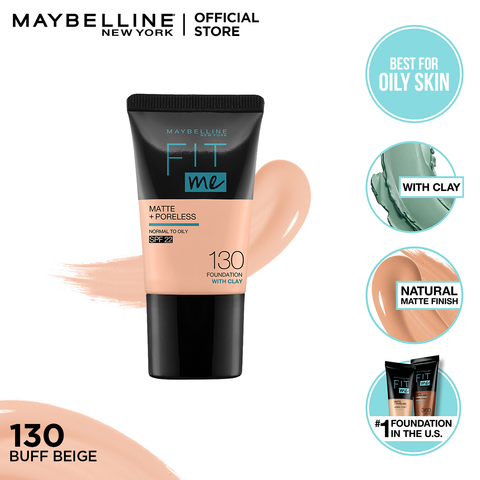 Maybelline New York- Fit Me Matte & Poreless Liquid Foundation 18ml Mini Tube - 130 Buff Beige - For Normal to Oily Skin