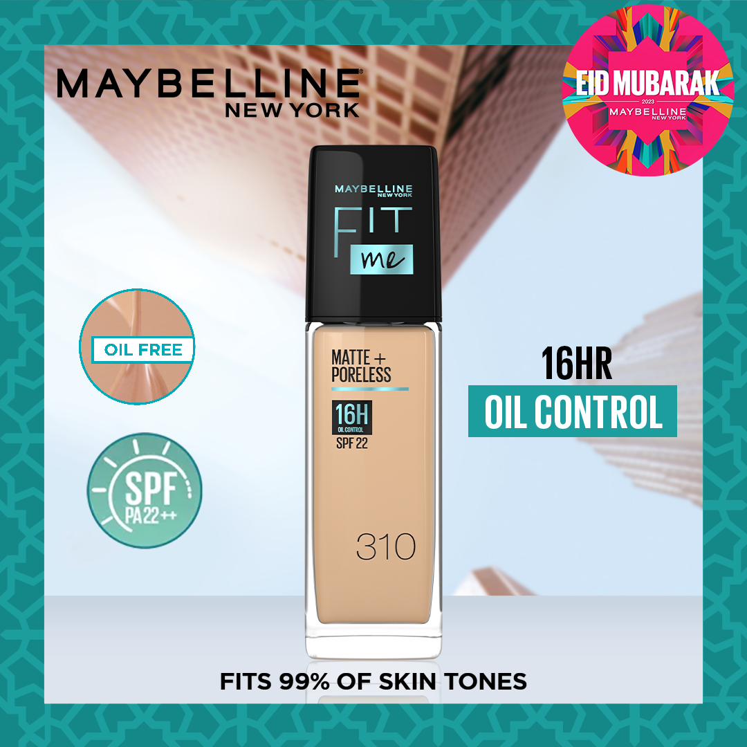 Maybelline New York- Fit Me Matte + Poreless Liquid Foundation SPF 22 - 310 Sun Beige 30ml - For Normal to Oily Skin