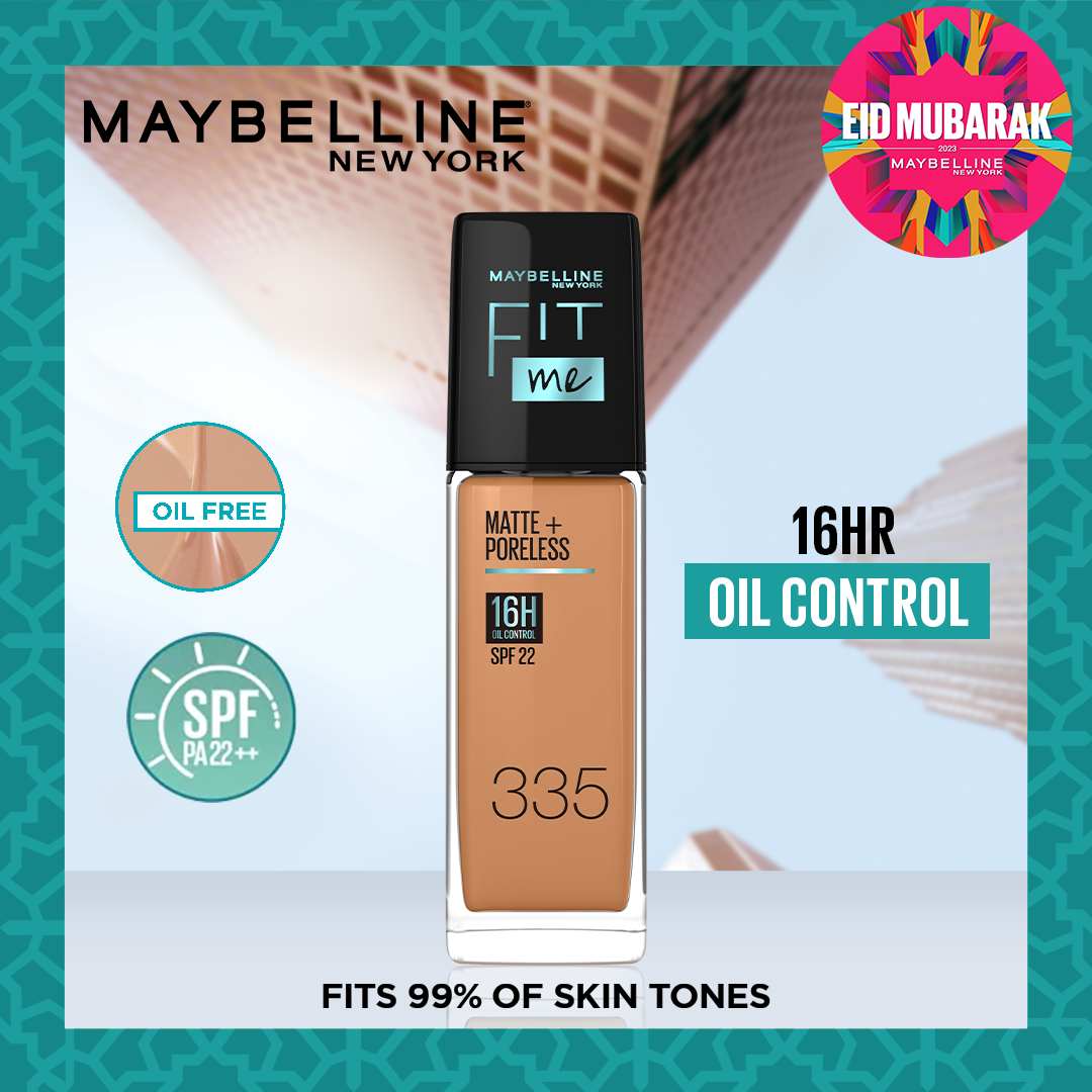 Maybelline New York- Fit Me Matte + Poreless Liquid Foundation SPF 22 - 335 Classic Tan 30ml - For Normal to Oily Skin