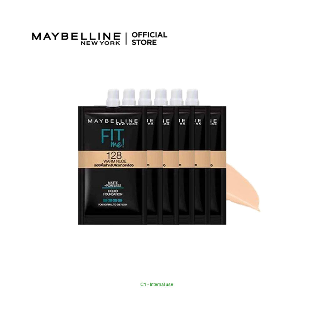 Maybelline New York -Fit Me Matte & Poreless Liquid Foundation 5ml Sachet 128 - Box of 6 Sachets