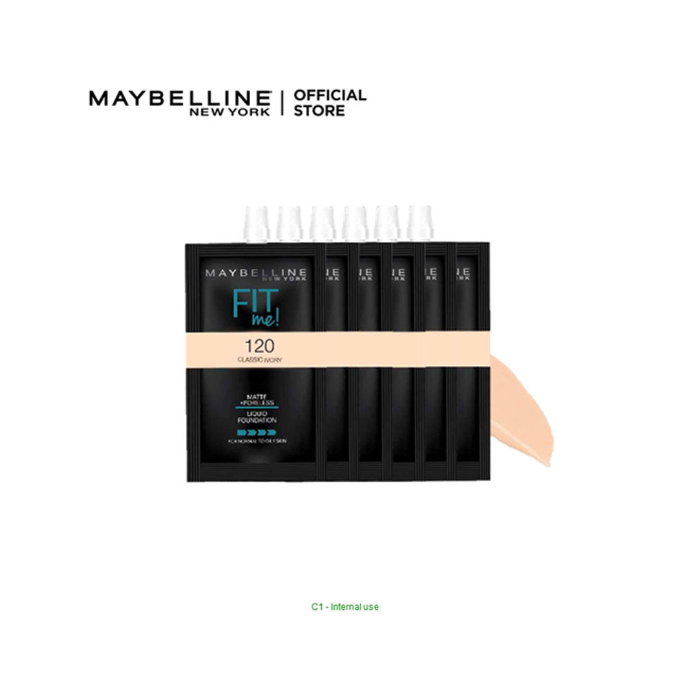 Maybelline New York- Fit Me Matte & Poreless Liquid Foundation 5ml Sachet 120 - Box of Six Sachets