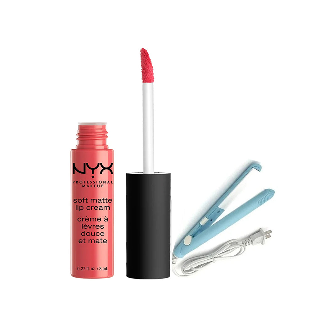 NYX Professional Makeup- Soft Matte Lip Cream 19 Cannes + Free Hair Straightener