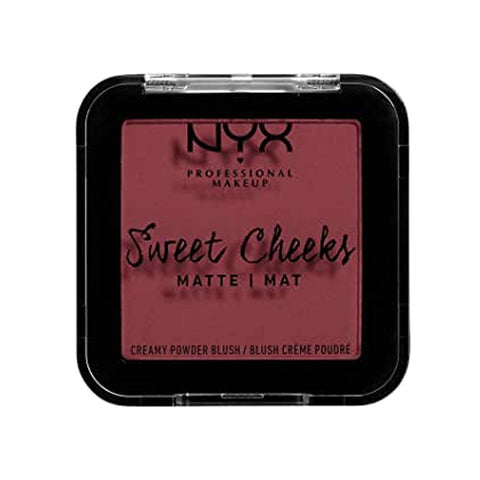 Nyx Professional Makeup Sweet Cheeks Creamy Powder Blush Matte, Bang Bang, Red Riot, 0.17 Ounce