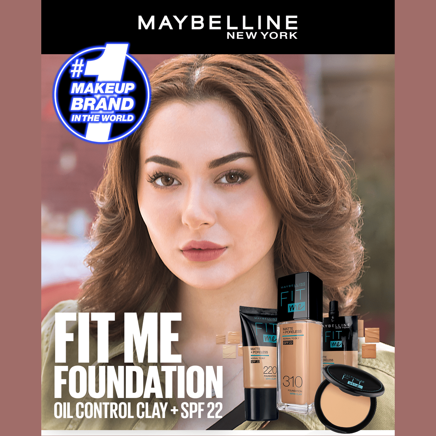 Maybelline New York- New Fit Me Matte + Poreless Liquid Foundation SPF 22 - 220 Natural Beige 30ml - For Normal to Oily Skin