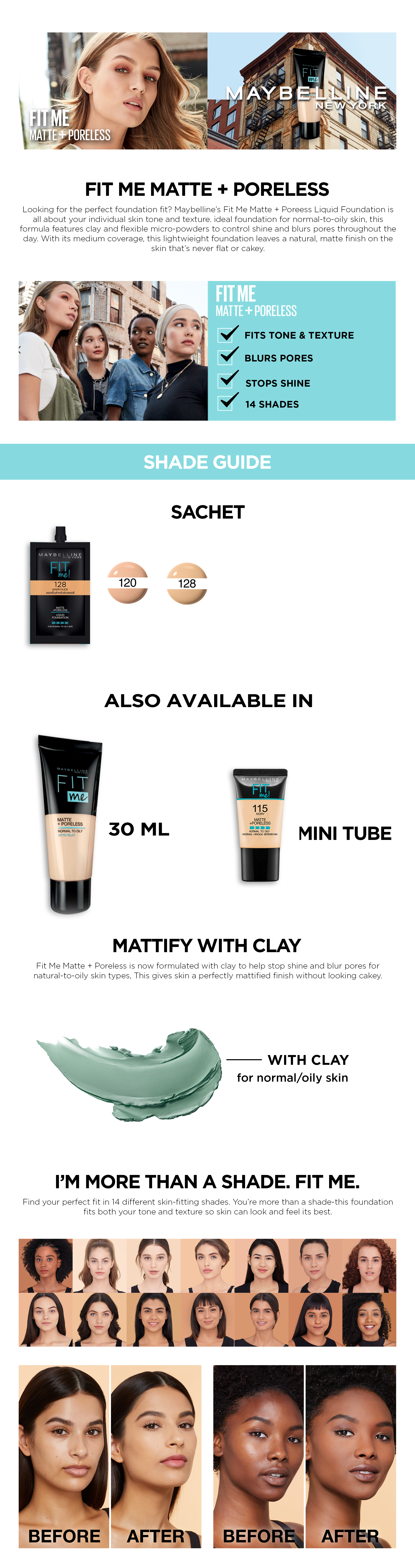 Maybelline New York Fit Me Matte + Poreless Liquid Foundation 120 Classic Ivory 5 ml